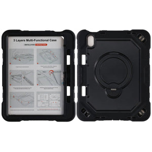 3 Layers multi functional  Laptop Case For iPad 11 2025/10 10.9 2022 Black (with hand strap)