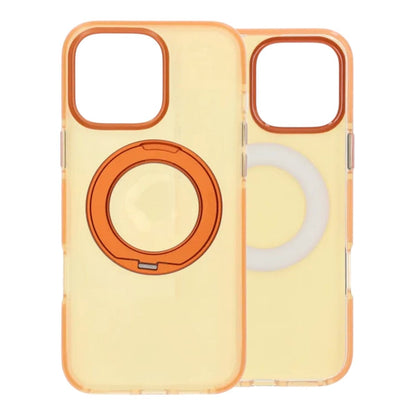 Iridescent Shockproof Case with 360 degree Rotatable Kickstand For iPhone 16 Pro Max Orange