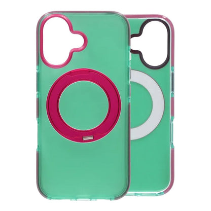 Iridescent Shockproof Case with 360-degree Rotatable Kickstand For iPhone 17 Green