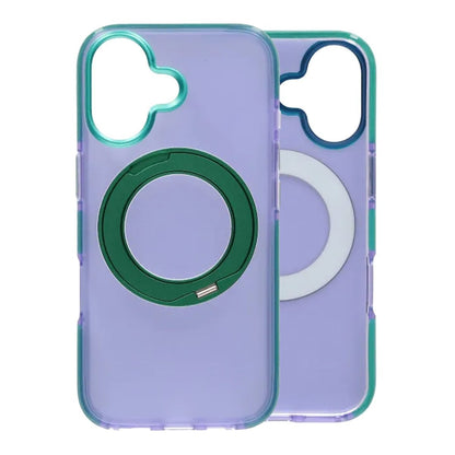 Iridescent Shockproof Case with 360-degree Rotatable Kickstand For iPhone 17 Purple