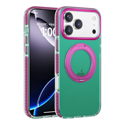 Iridescent Shockproof Case with 360 degree Rotatable Kickstand For iPhone 17 Pro Green