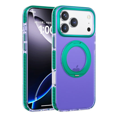 Iridescent Shockproof Case with 360 degree Rotatable Kickstand For iPhone 17 Pro Purple