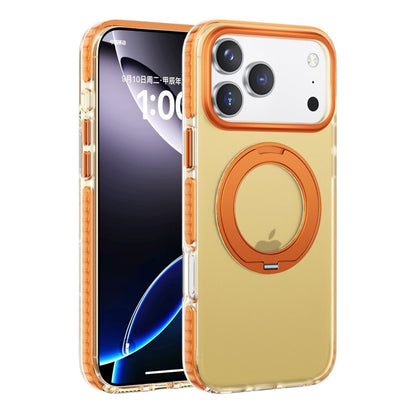 Iridescent Shockproof Case with 360 degree Rotatable Kickstand For iPhone 17 Pro Max Orange