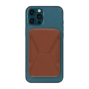 Foldable Ultra Thin Magnetic Cardholder Phone Kickstand Brown