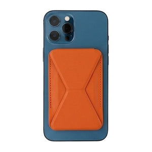 Foldable Ultra Thin Magnetic Cardholder Phone Kickstand Orange