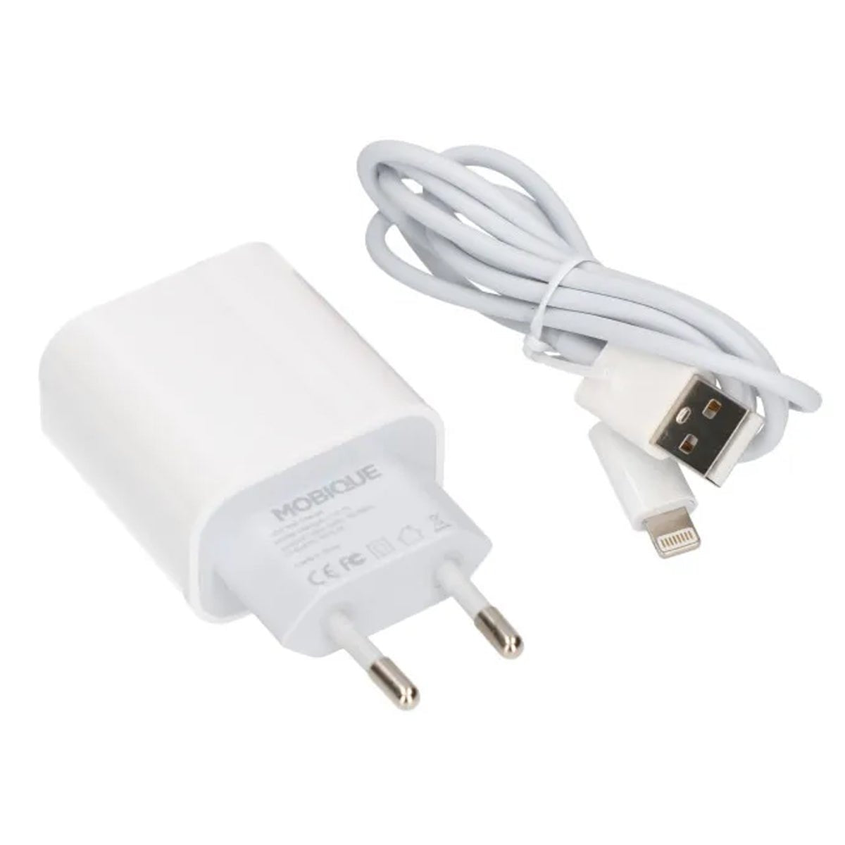 USB A to Lightning + USB Charger 2.4A - White